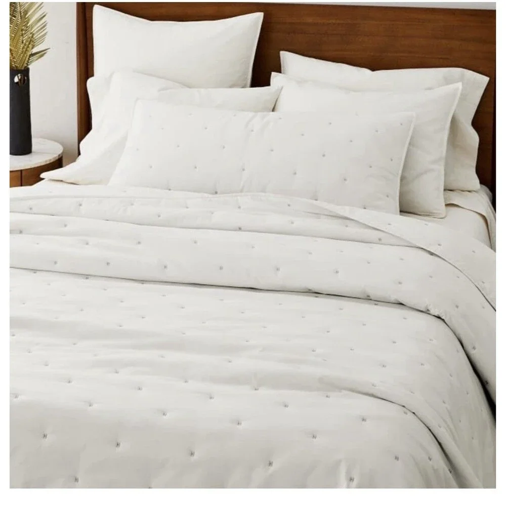 West Elm Washed Cotton Percale Quilt, Full/queen White